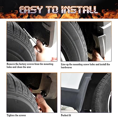 Miniatura 6 de Xotic Tech - Juego completo de 4 protectores de salpicaduras guardabarros delanteros y traseros con accesorios de herraje compatible con Hyundai