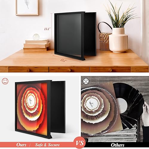 Miniatura 6 de ONE WALL Marco de discos de vinilo para reproducción y exhibición de discos de vinilo para discos de vinilo de 12 x 12 pulgadas, marco de madera