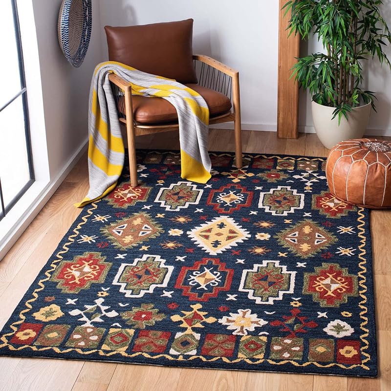 Image of Embossed Handmade GH Wool Thick Geometrical Carpet is a Stylish and Practical Addition to Any Living Room 6X8