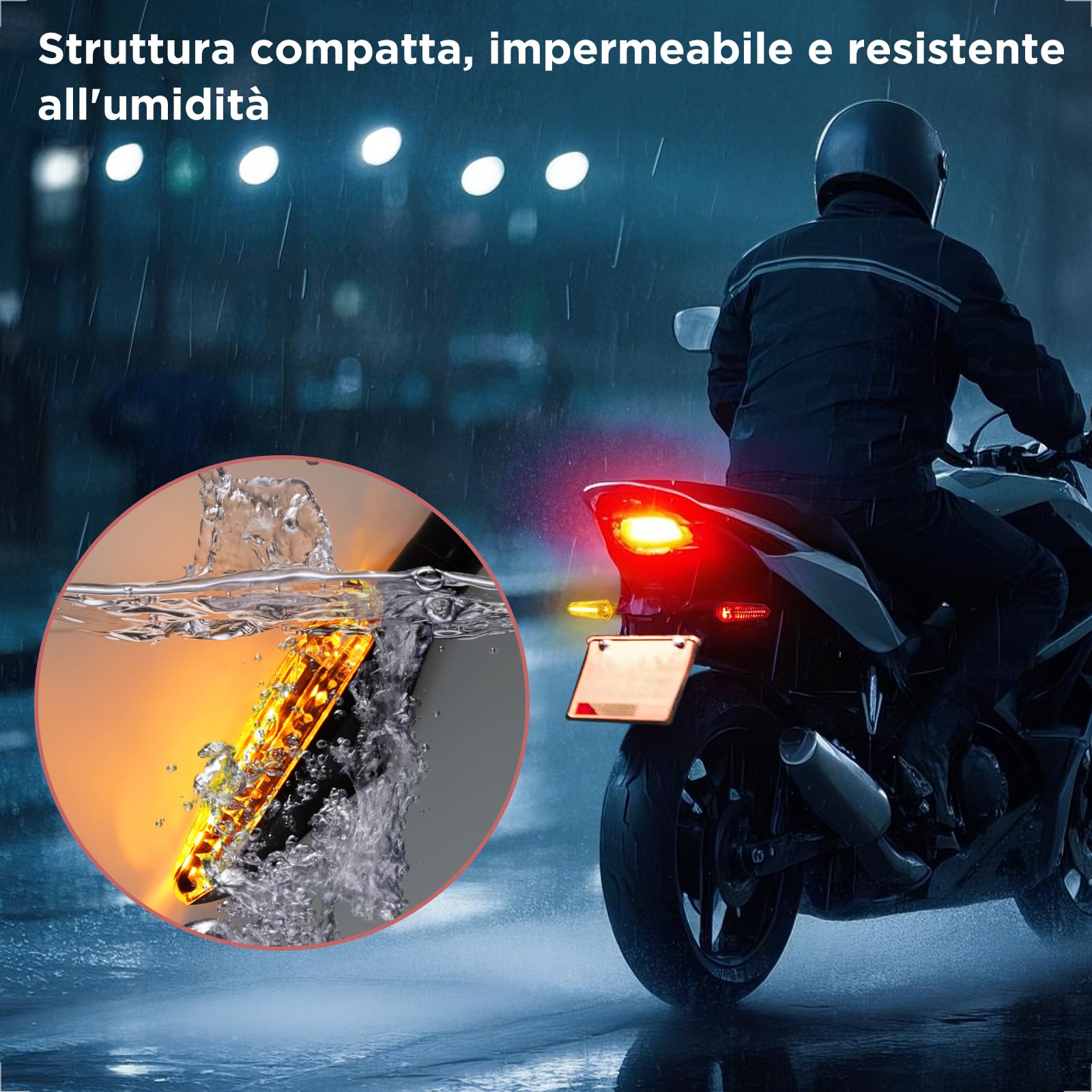 evermotor Frecce Moto LED Sequenziali E32 Omologate, Universali 12V Indicatori di Direzione Moto, Frecce Omologate Impermeabili, Alta Luminosità, Ambra e Rosso, 2 Pezzi