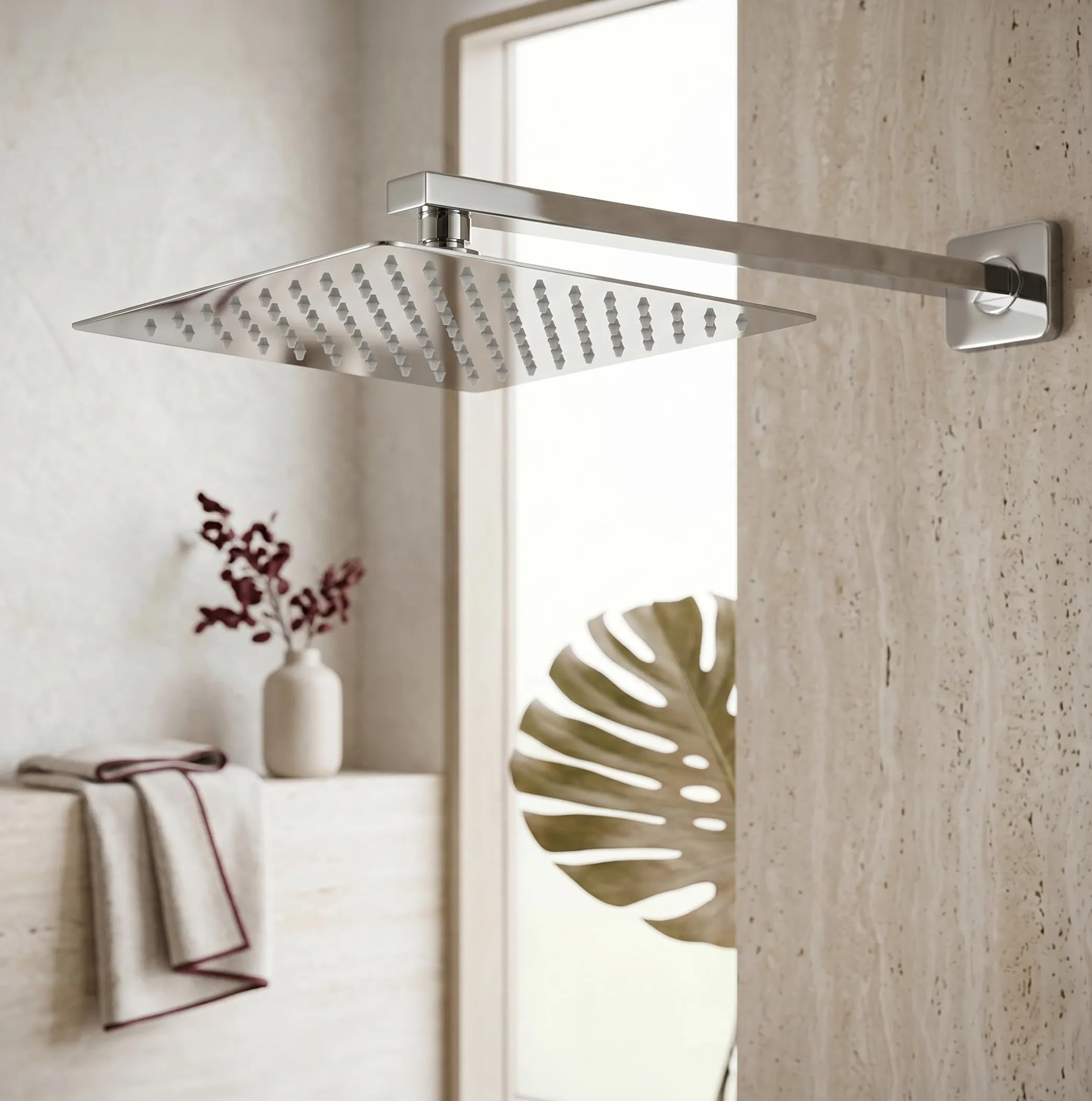 Rea - Soffione doccia quadrata Js-P015 - Cromo 25 cm - 24,5 x 24,5 x 0,2 cm