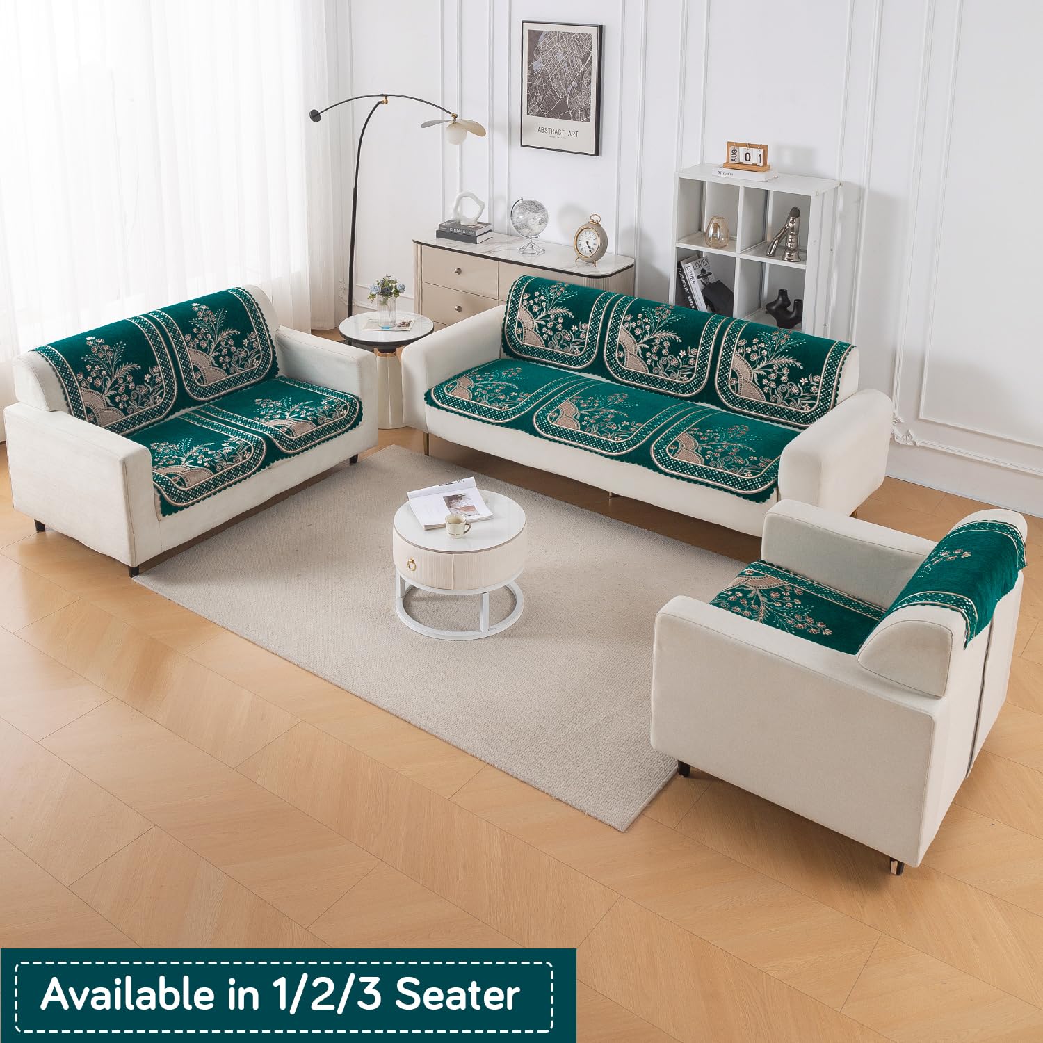 HOKIPO Mehfil Teal Premium Chenille Jacquard Sofa Cover for 2 Seater for  Seat &amp; Back, 'Royal Aangan Series' (IN-1007-L7*2) : .in: Home &amp;  Kitchen