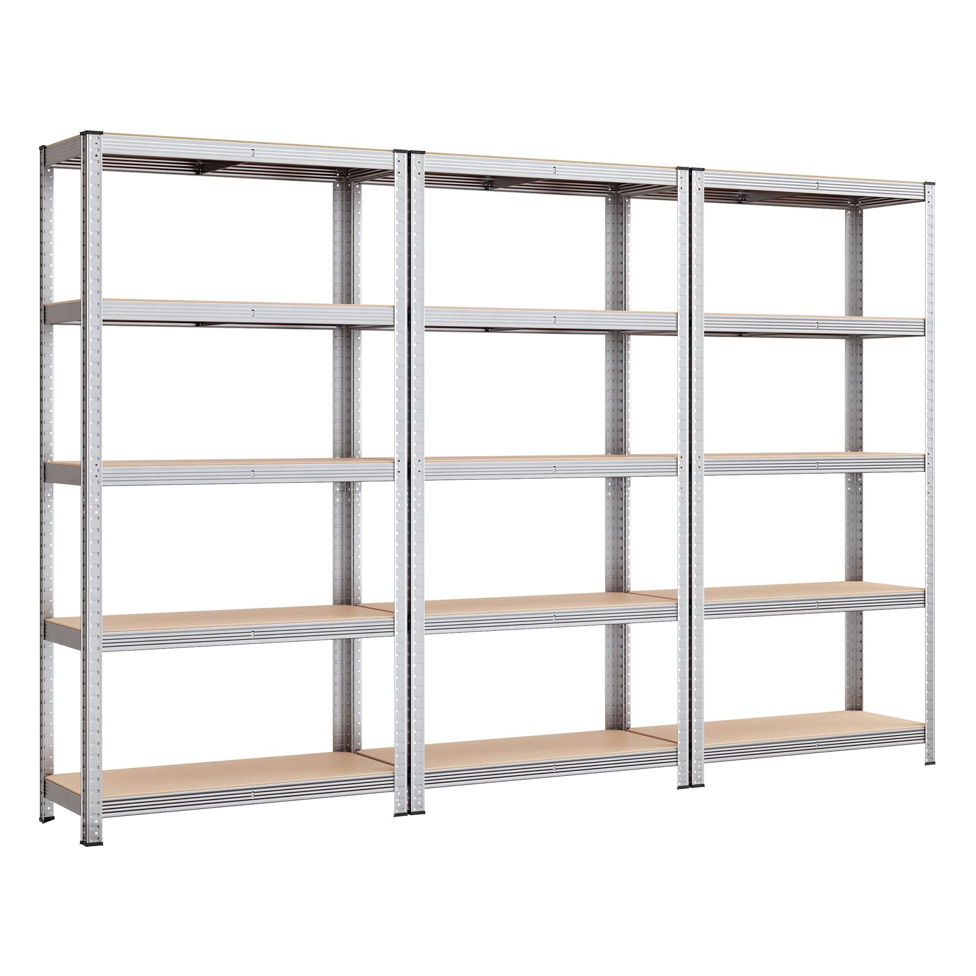 SONGMICS 5-Tier Heavy-Duty Shelving Units, Steel Shelving Units for Storage, Boltless Assembly, for Garage, Shed, Load Capacity 875 kg, 40 x 270 x 180 cm, Silver GLR040E03