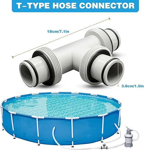 Miniatura 7 de Adaptador de manguera de piscina, conector de manguera de piscina de 1.5 a 1.5 pulgadas, acoplamiento con 3 juntas de goma, conectores de bomba de
