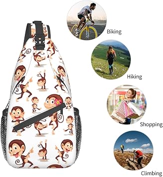 Monkey 03 Monkey Shoulder Bag Cute Sling Backpack Daypack Casual Cute Animal Hiking Bag Monkey Backpack Bag Outdoor