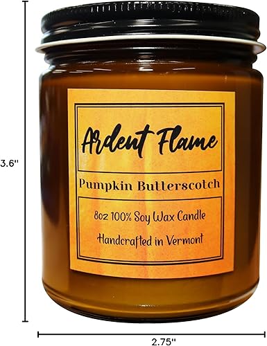 Miniatura 8 de Velas Butterscotch de calabaza Vela de cera de soja 100% natural para decoración del hogar Altamente perfumada Fragancia premium Hecho a mano