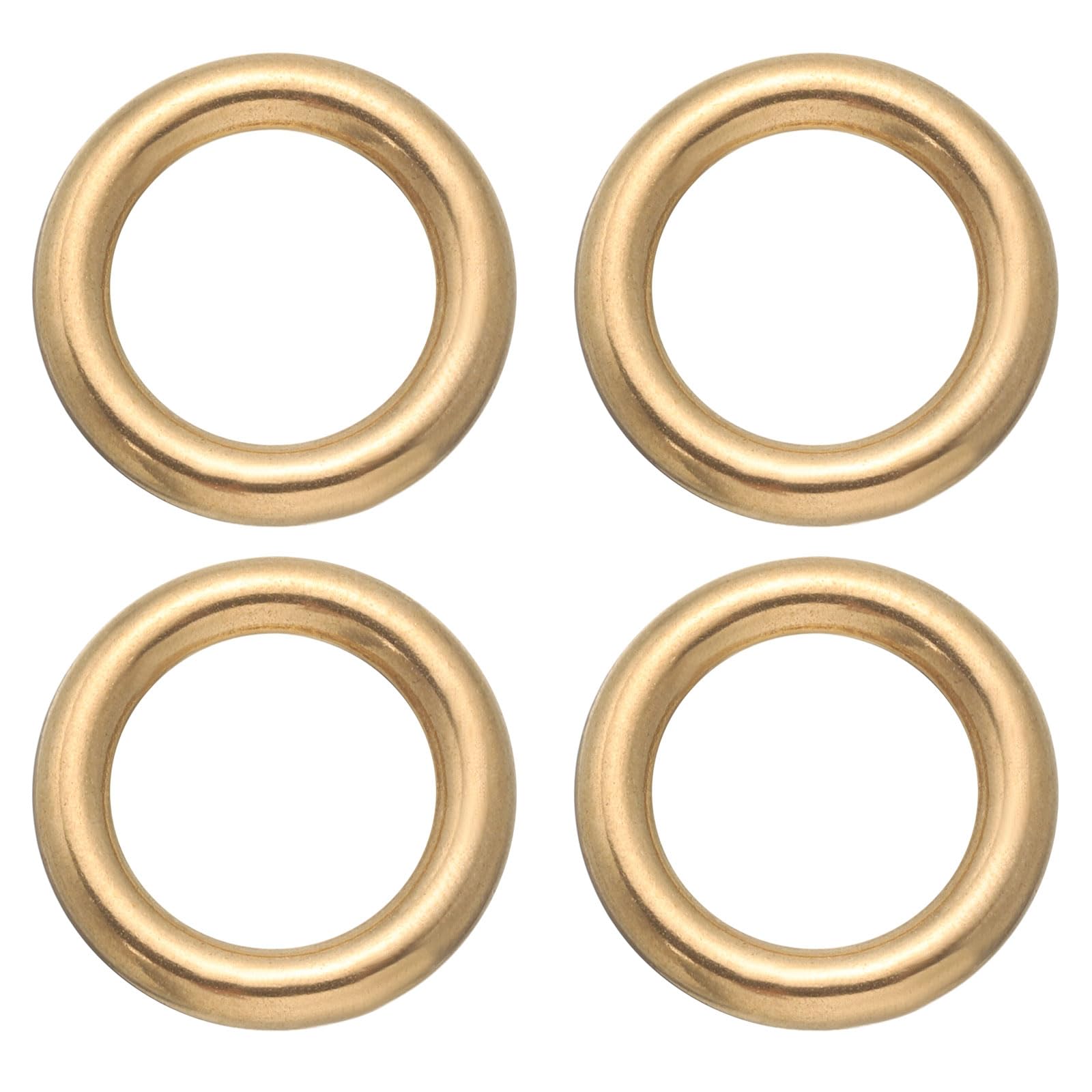 PATIKIL O Ring Buckle, 4 Pack 16mm(0.63") ID Solid Brass O-Rings Keychain Welded Circle Loop for Purse Collar DIY Leather Hand Craft