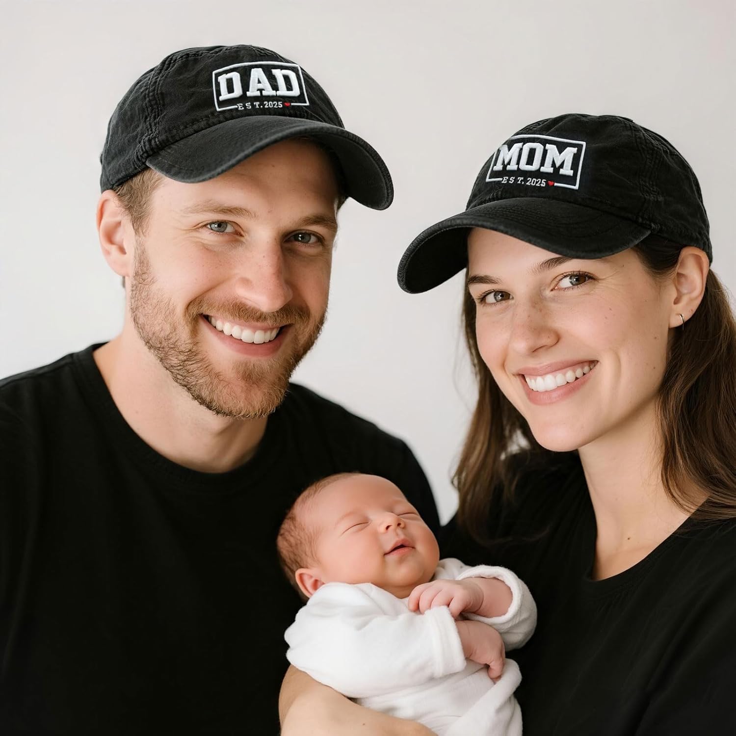 Funny Mom and Dad Est 2025 Hats, Gifts for New Parents, New Mom and Dad Hats, 3D Embroidered Adjustable Baseball Cap - Image 2