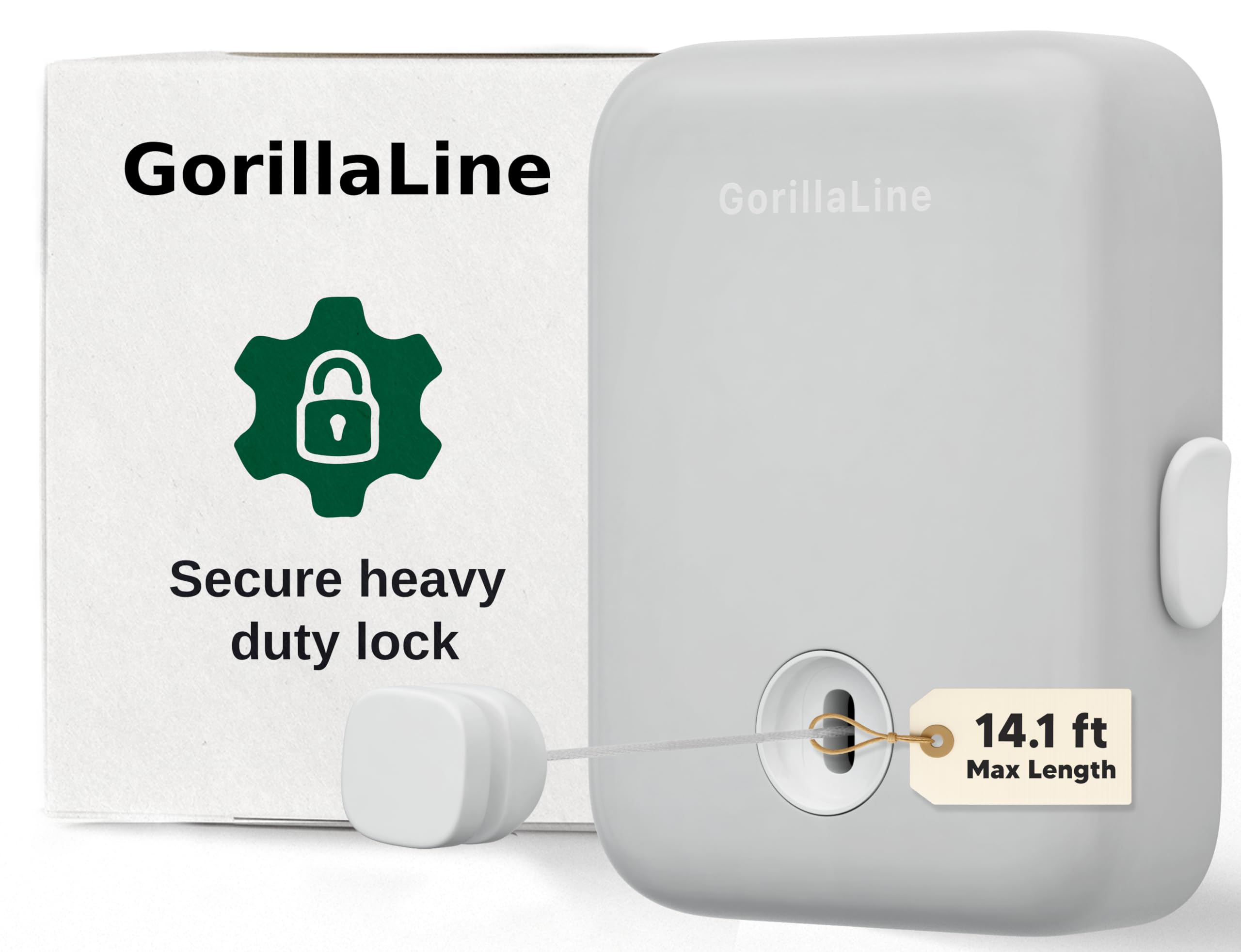 GorillaLine Retractable Clothesline, Indoor and Outdoor, Heavy Duty Wall Mounted Laundry Line, Space Saving Drying Rack for Towels, Sheets and Clothing, Stainless Steel, for Bathroom, Balcony or RV