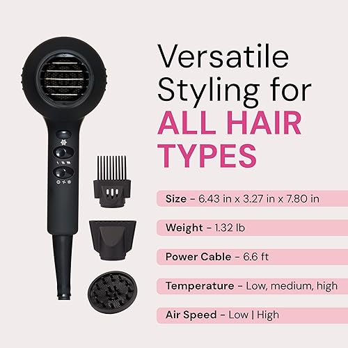 Miniatura 8 de L'ANGE HAIR PowerStyle Turbo - Secador de pelo iónico  Secador profesional de 1875 vatios con difusor y concentrador  Múltiples ajustes de calor y