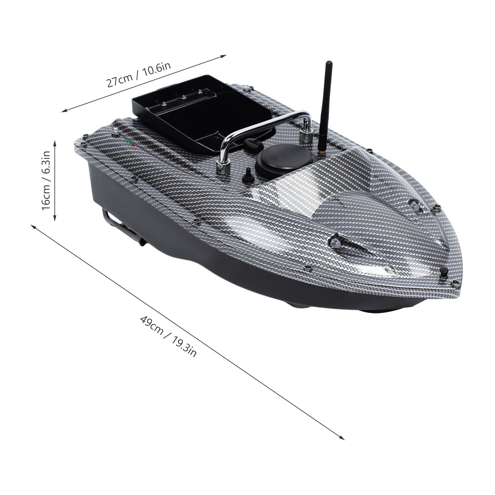 500M Bateau Amorceur, 1.5KG Chargement, télécommandé Bateau d'appât sans Fil Pêche Bateau d'amorce Double Moteurs (Noir)