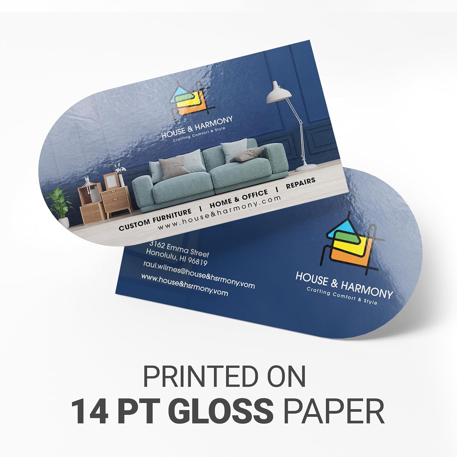 GotPrint Custom Arch Shape Business Cards| Half Circle| Upload Your Design | Customize with Photo/Text/Logo | Glossy Double-Sided Designs | 14 pt. Thickness | 2” x 3.5”, 100 Qty