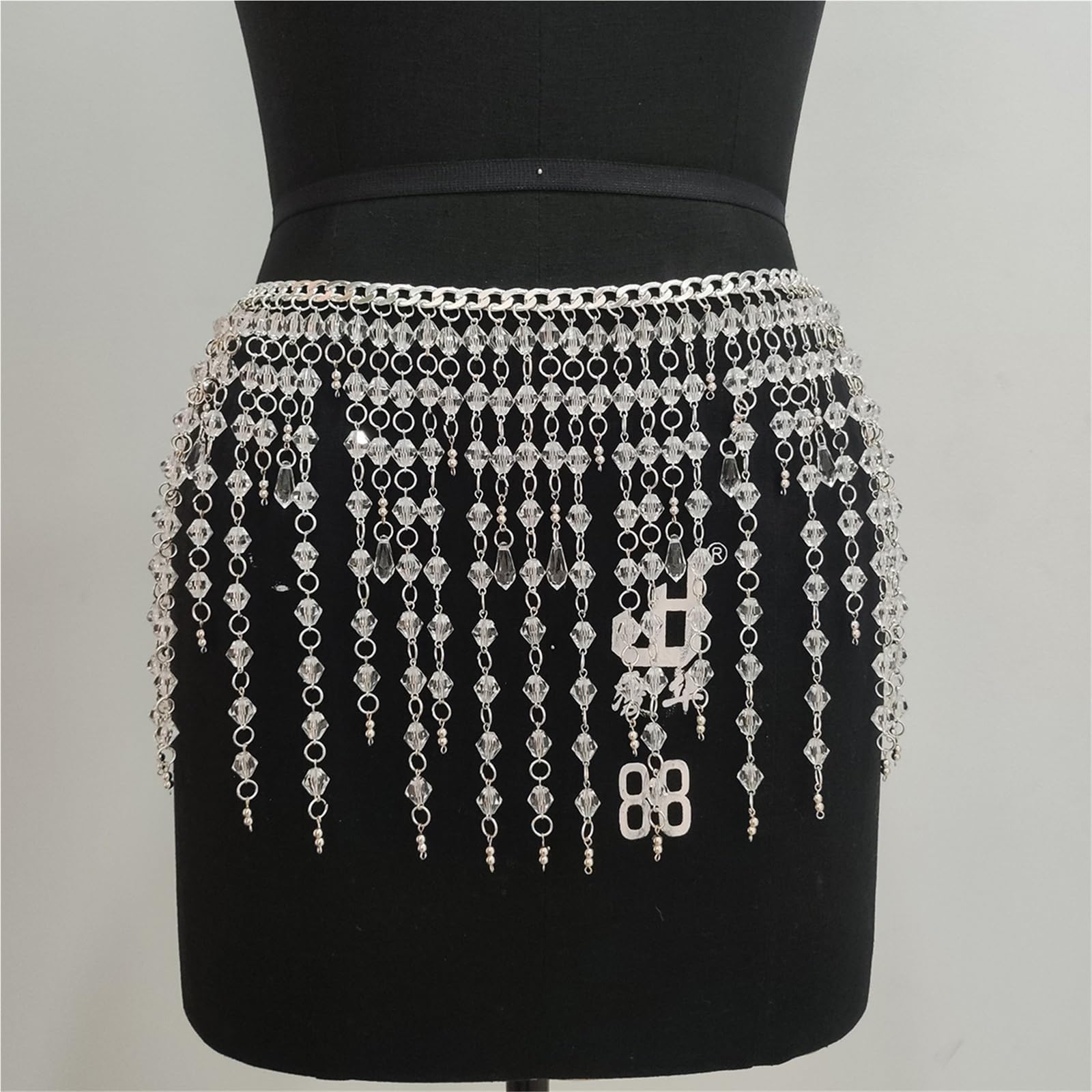 Ensemble de chaînes de corps en perles de cristal: harnais et ceinture de style industriel chic