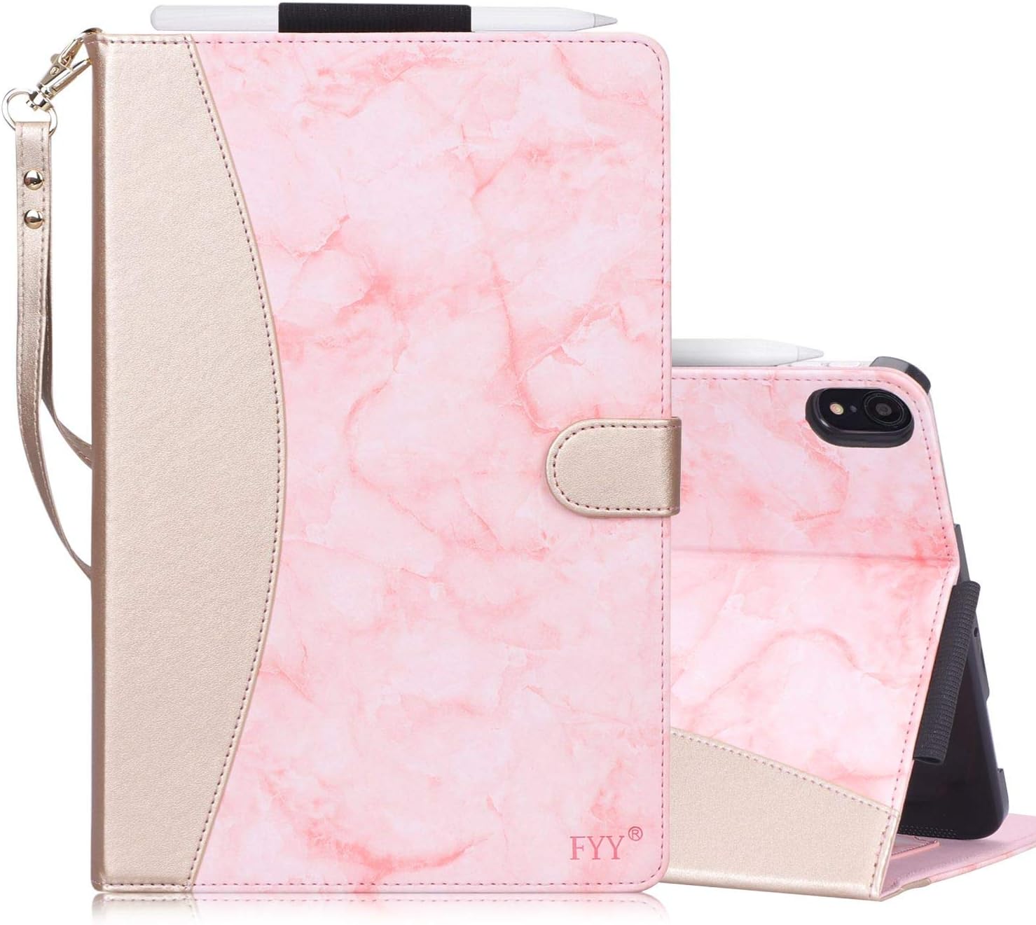 FYY New Apple iPad Pro 12.9 inch 3rd Generation 2018 Case Premium Leather Case [Support Apple Pencil Charging], Folio Flip Case Smart Cover with [Auto Sleep/Wake Feature] Pink