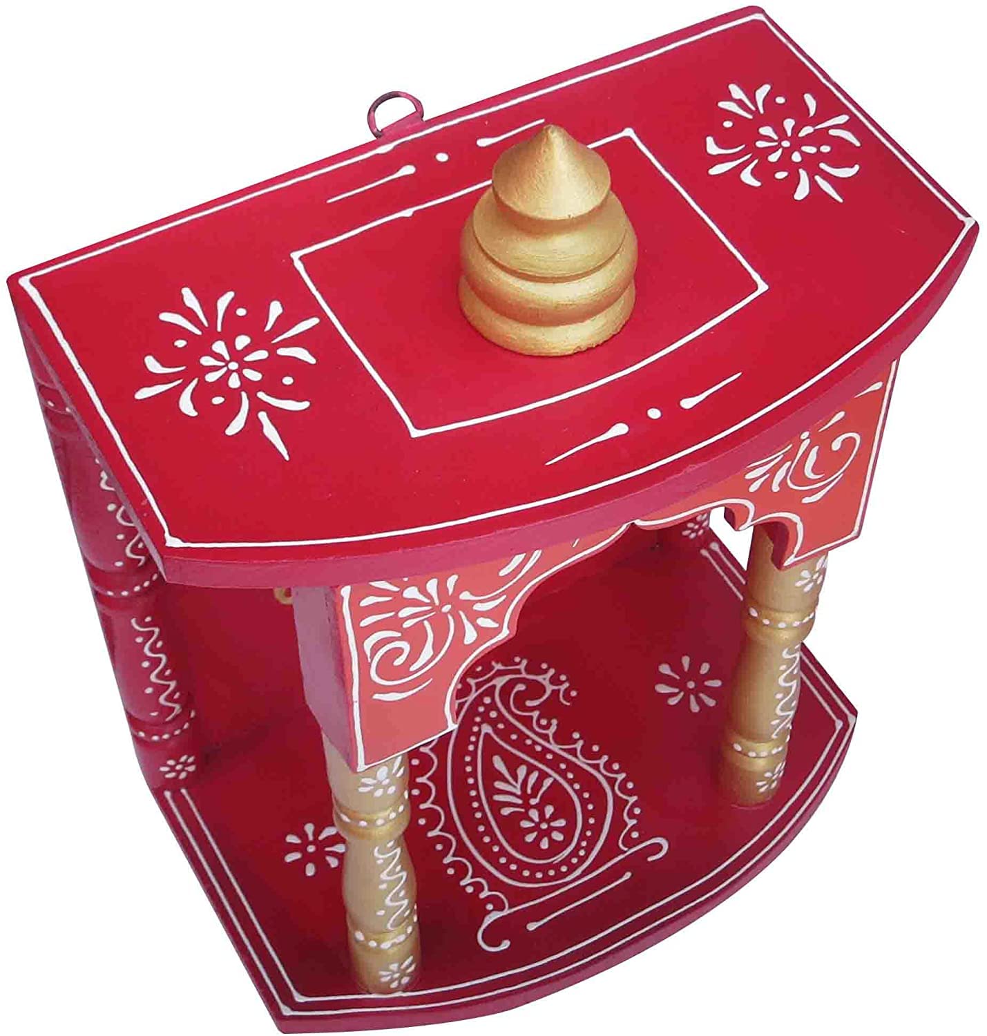 Handicraft Store Hindu Religious colourfull Wood Temple with swastick Symbol for Pooja and Hindu