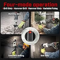 Vista 3 de XtremepowerUS Juego de brocas de demolición y cincelado y taladrado eléctrico SDS-Plus de 800 W, 4 funciones, velocidad variable con cable