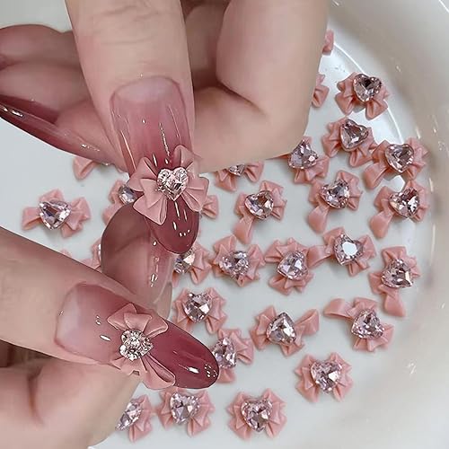 40 piezas de cinta de resina con lazo para uñas, estilo mixto, piezas de joyería de diamantes de imitación 3D, accesorios de decoración de uñas,