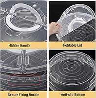 Vista 4 de BTSKY Recipiente de plástico transparente para pizza con tapa y asa, transportador de pasteles redondo de 12 pulgadas con tapa, portátil