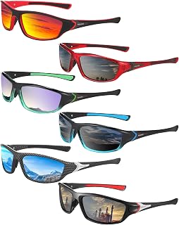 6 Pack Polarized Sport Sunglasses for Men Multipack Fit over Glasses Pack Lot Set Men's Sport Fishing Eyeglasses