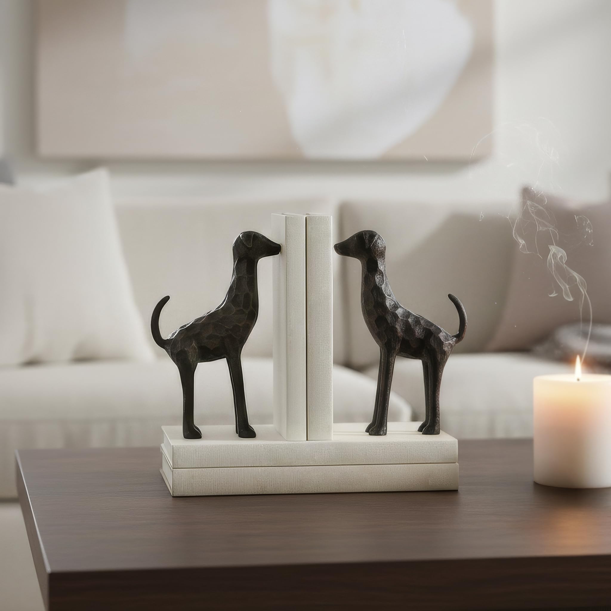 IAAH Barkely Bookend | Antique Bronze Aluminium Book Ends Holder Stand for Books | Decorative Metal Bookends for Home, Office, Bedroom, Study & Living Room | Modern Organizer for Table