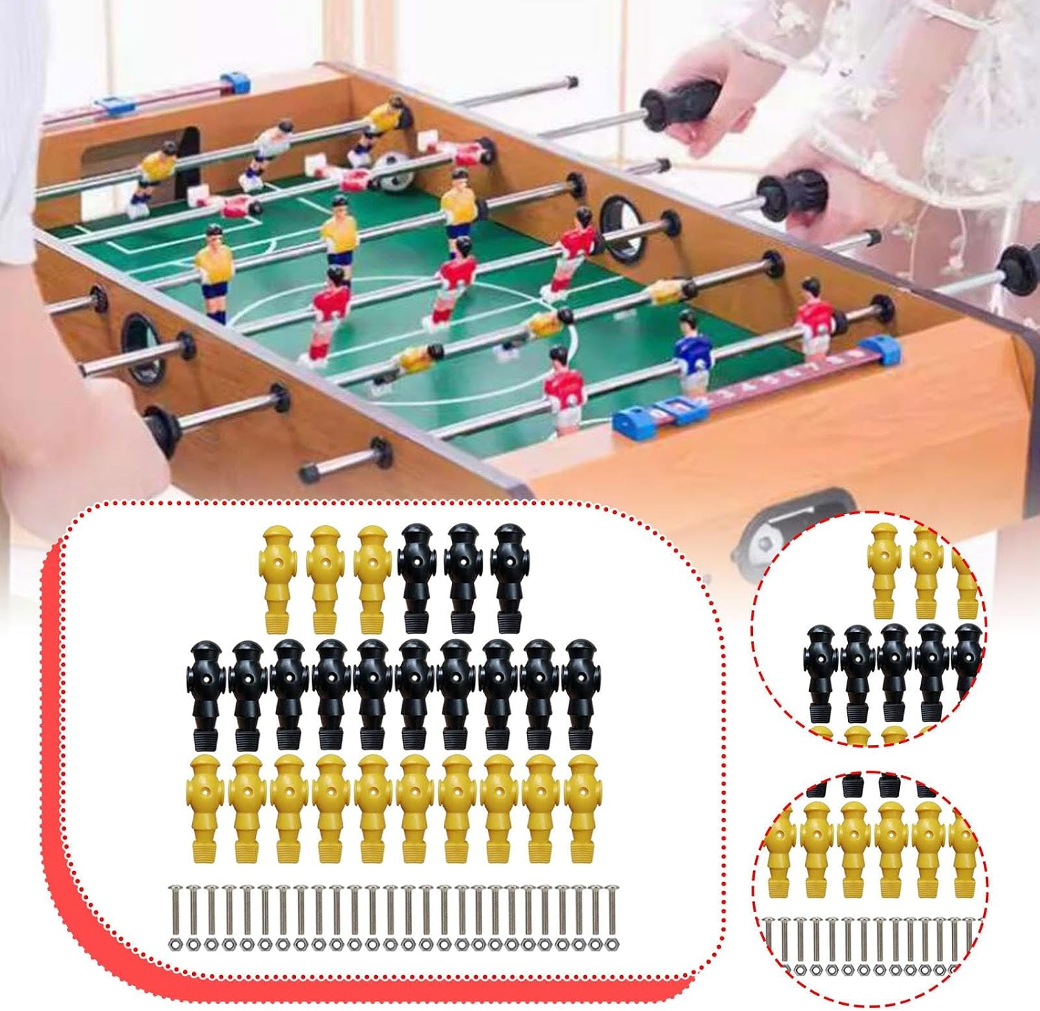 Vaveren 26 Pieces Table Soccer Players Foosball Replacement Players Entertainment Maintenance Components Football Machine Accessories