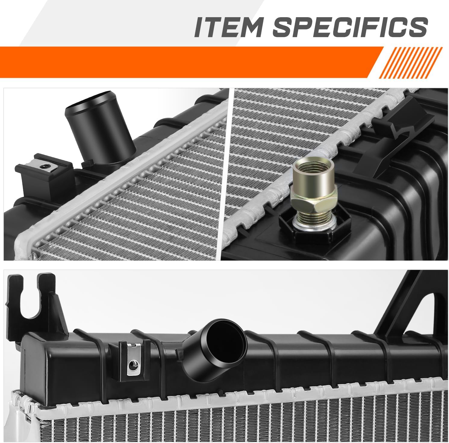 PM PERFORMOTOR DPI 2174 Aluminum Radiator Compatible with 1997-2005 Ford Explorer Sport Trac Mercury Mountaineer 4.0L V6 Sohc with TOC, 23-3/4" X 20-13/16" X 2-1/4", 1-1/2" Inlet Outlet