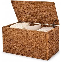 Storage Trunk w/Lid & Handles,Hand-Woven Water Hyacinth Storage Trunk