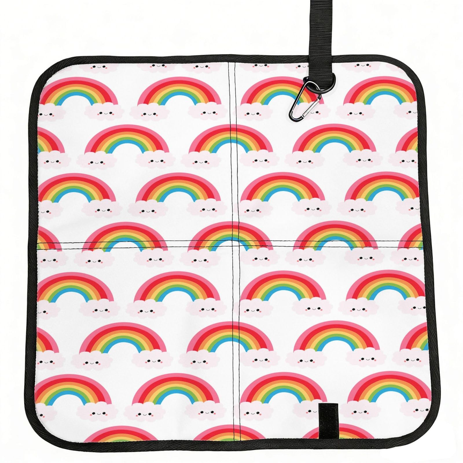 eeprty Small rainbow Printed Portable Seat Cushion Strap, Foldable Pad for Stadium Bleachers Hiking Travel