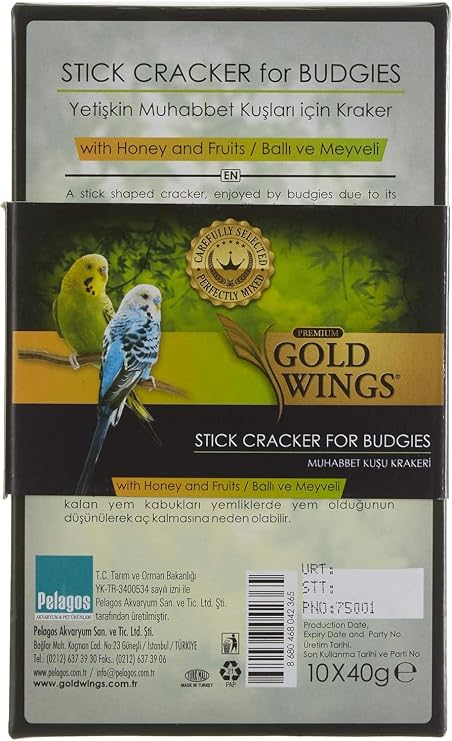 Gold Wings Premium Honey-Fruit Budgie Cracker, Box of 10