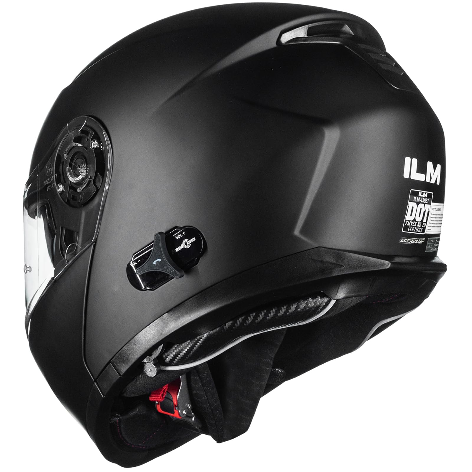 ILM Bluetooth Motorradhelm Klapphelm Modular Integralhelm Intercom für 2-3 Fahrer Doppelvisier mit Sturmhaube ECE22.06 Modell 159BT