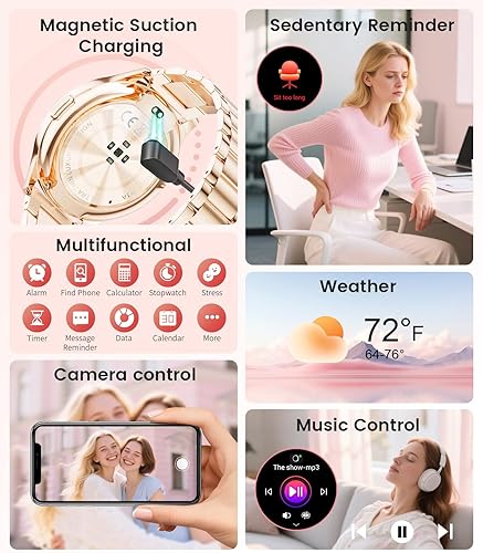 Miniatura 7 de LIGE Relojes inteligentes para mujer, llamadasrecordatorios, rastreadores de actividad ultrafinos AMOLED de 1.43 pulgadas con monitor de frecuencia