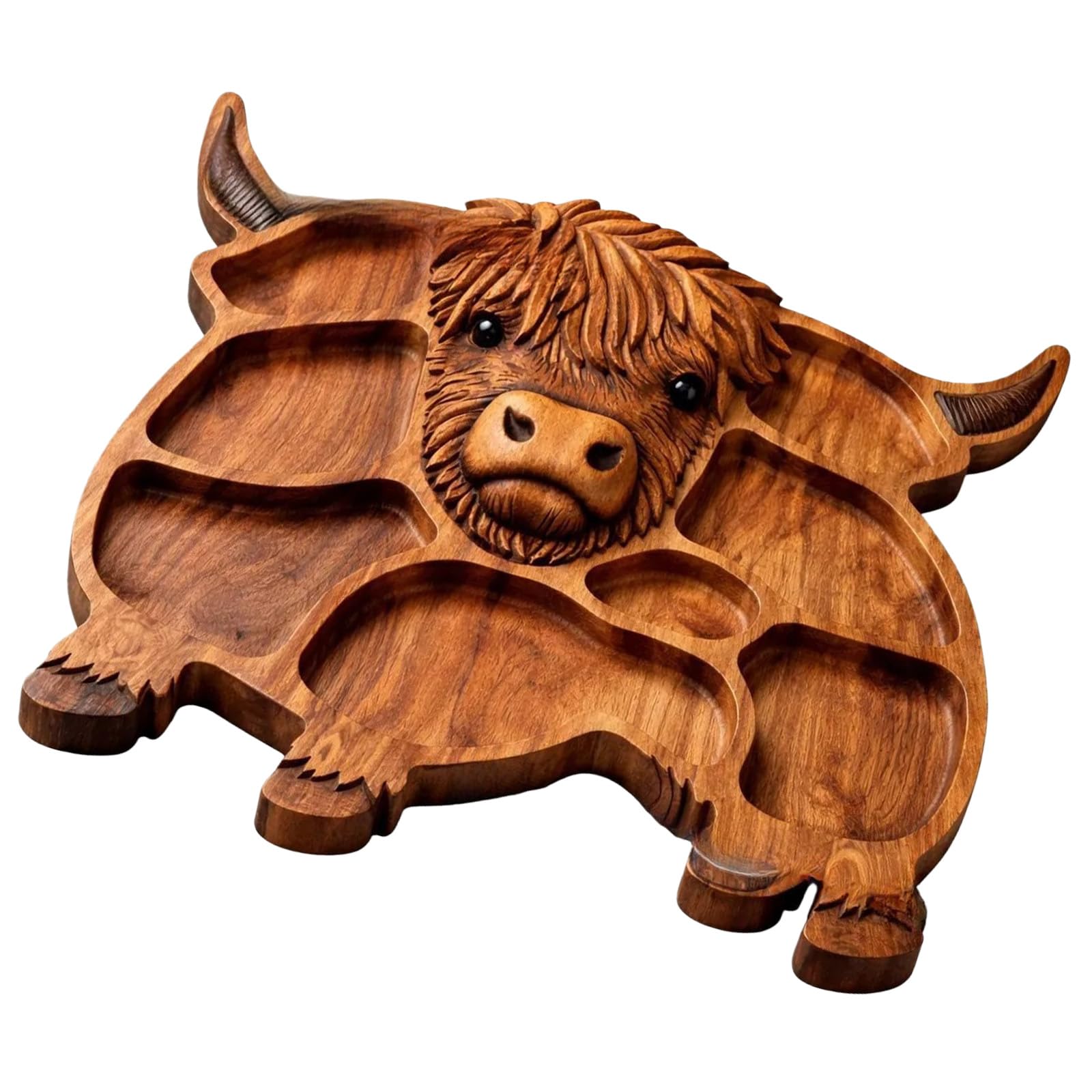 Limtula Cow Wooden Serving Tray Artistic Charcuterie Board with Compartments for Special Event and Family Gatherings Unique Gift
