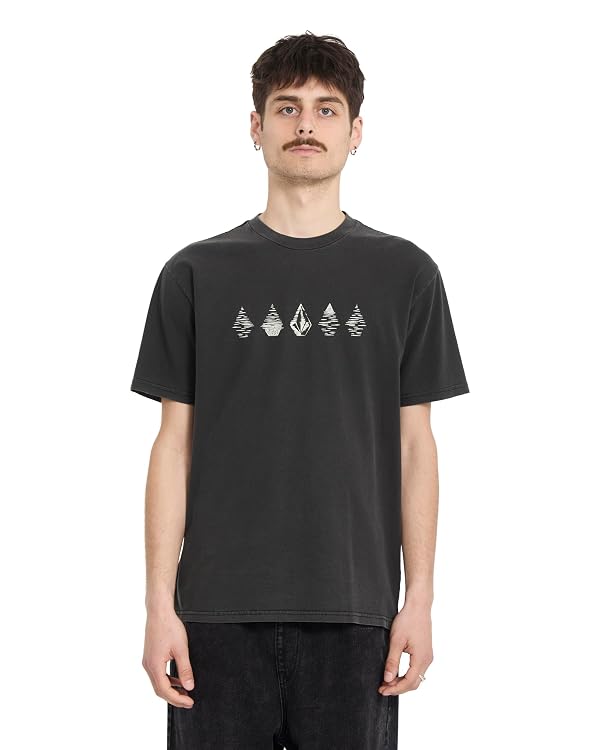 Volcom Men's Short Sleeve Logo T-Shirt – Lightweight Cotton Crewneck Casual Tee, Black Lunar, Large by Volcom - Used condition - US$33.29