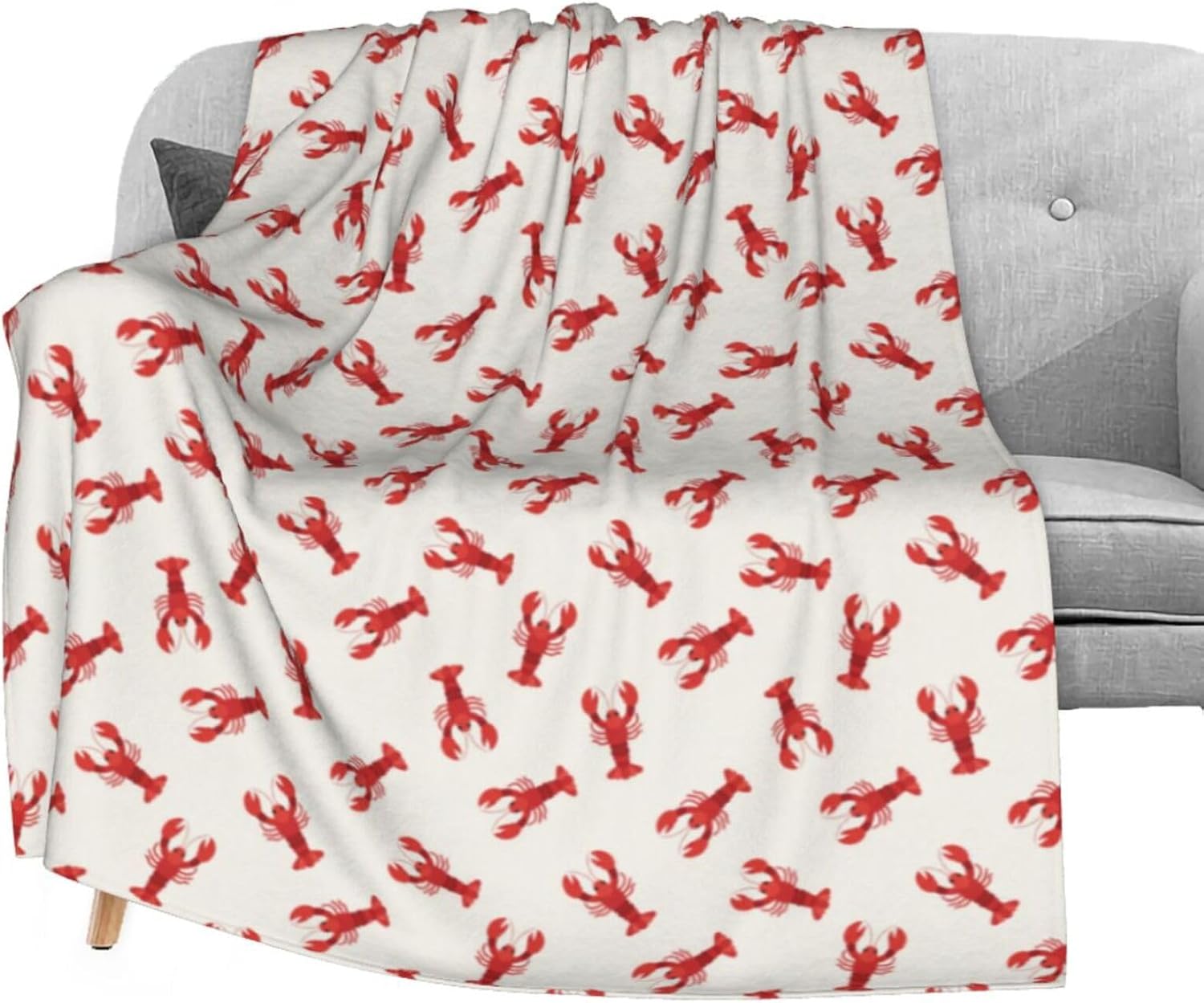 Delerain Red Lobsters Crawfish Flannel Fleece Throw Blanket 50"x60" Living Room/Bedroom/Sofa Couch Warm Soft Bed Blanket for Kids Adults All Season