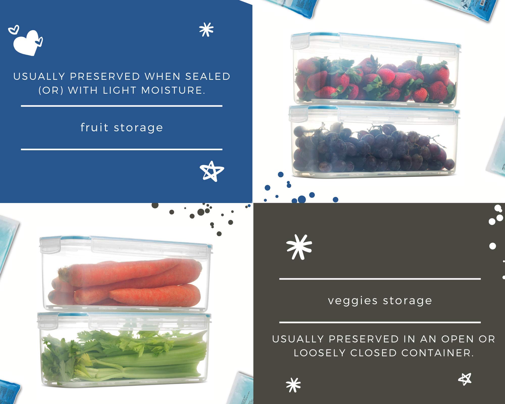 Komax Biokips Fridge Storage Containers Airtight Fridge Organizers