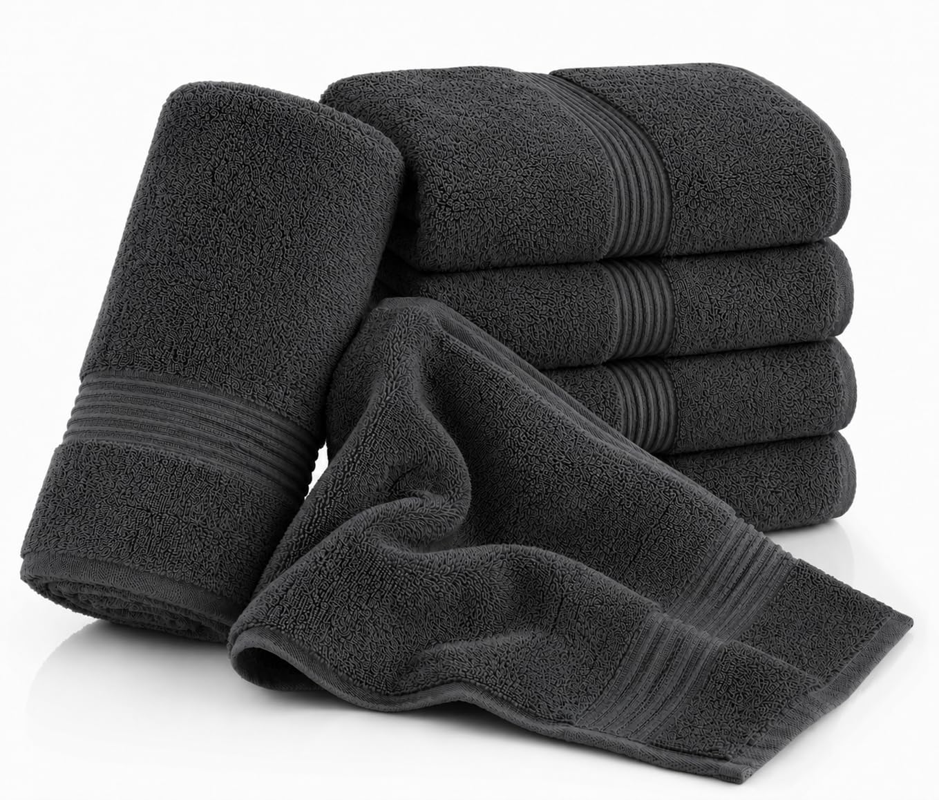 Nod Off Beach Towel Egyptian Cotton Charcoal 100x200cm Pack of 4 — image 1