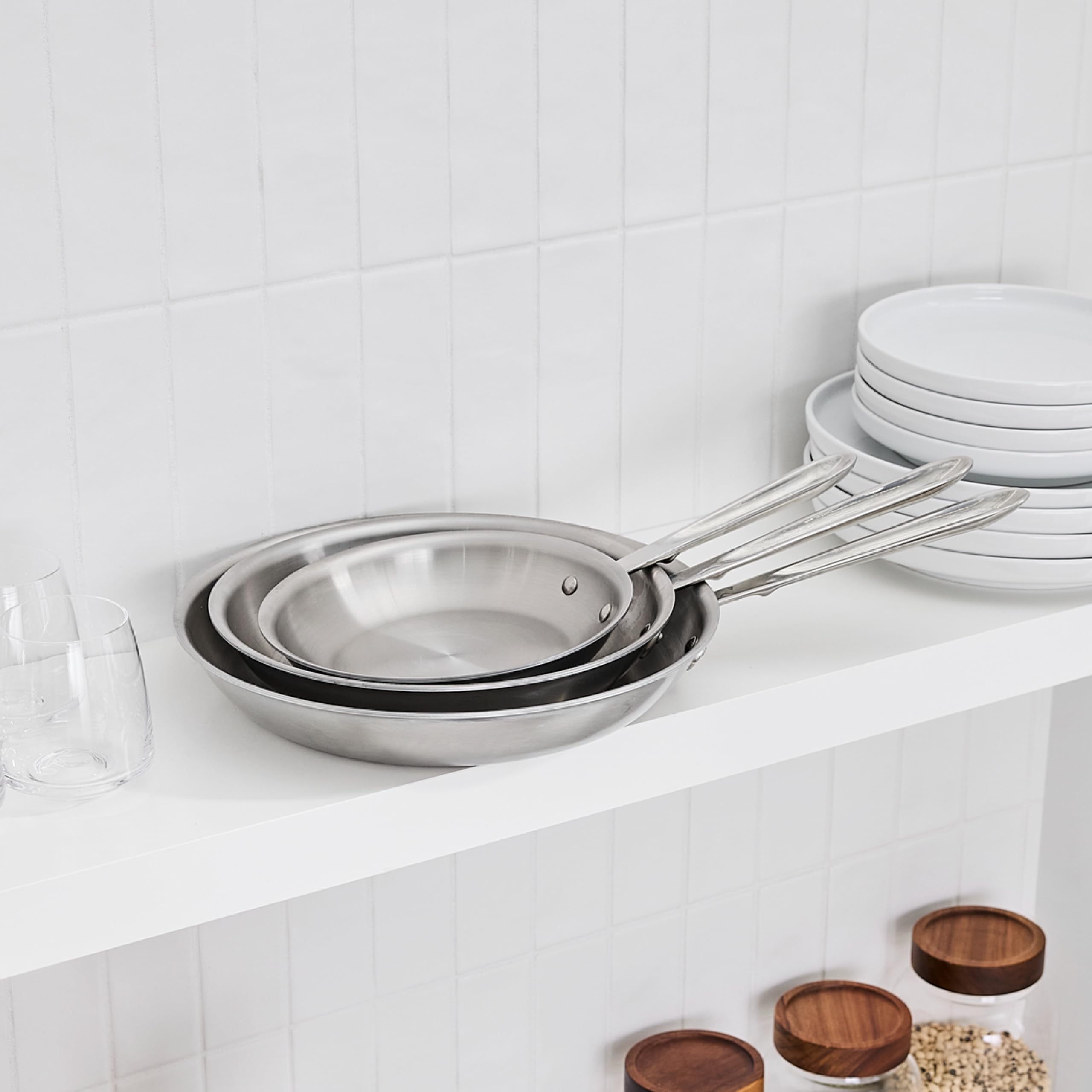 All-Clad BD55112 D5 - Padella in acciaio inox spazzolato a 5 strati, lavabile in lavastoviglie, 30 cm, argento