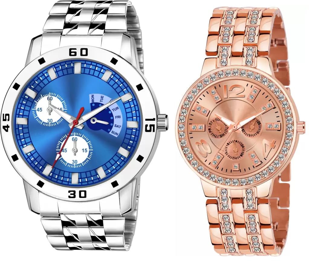 SELLORIA Premium Brand Trending Style Looking Unisex Analog Good Return Gift for Couple for Men Stainless Steel Watches for Couple Pack of 2 (Rose Gold) (B0CD7Z3H6P) Amazon Price History, Amazon Price Tracker