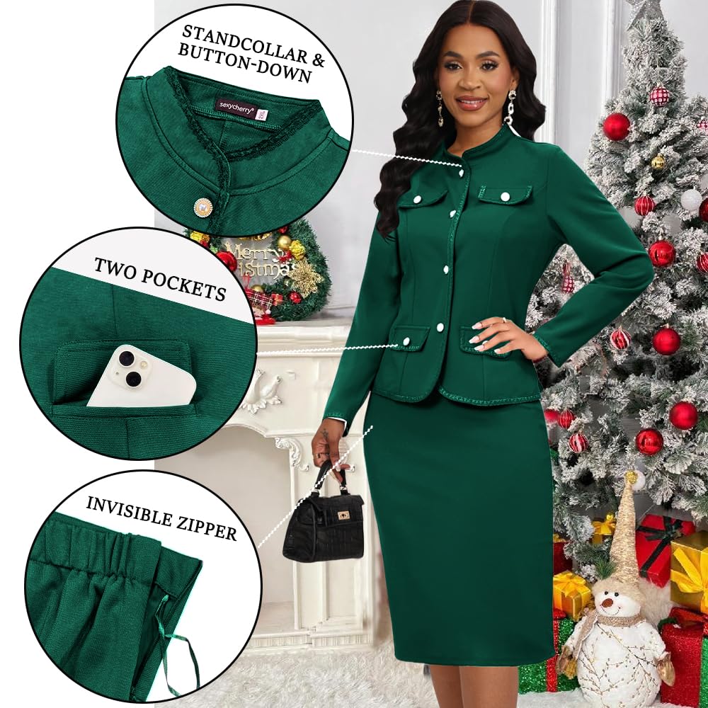 2-teiliger Business-Anzug für Damen, elegante Blazer-Jacke und Rock, für Arbeit, formelle Bürokleidung