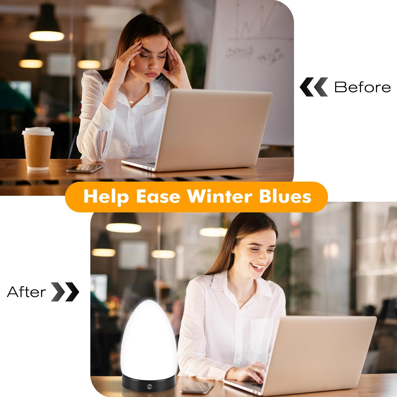 Tageslichtlampe 10000 Lux - Dimmbare LED Lichttherapielampe mit 3 Farben, 4 Helligkeitsstufen und Timer - Ideal für Schlafzimmer, Wohnzimmer und Büro