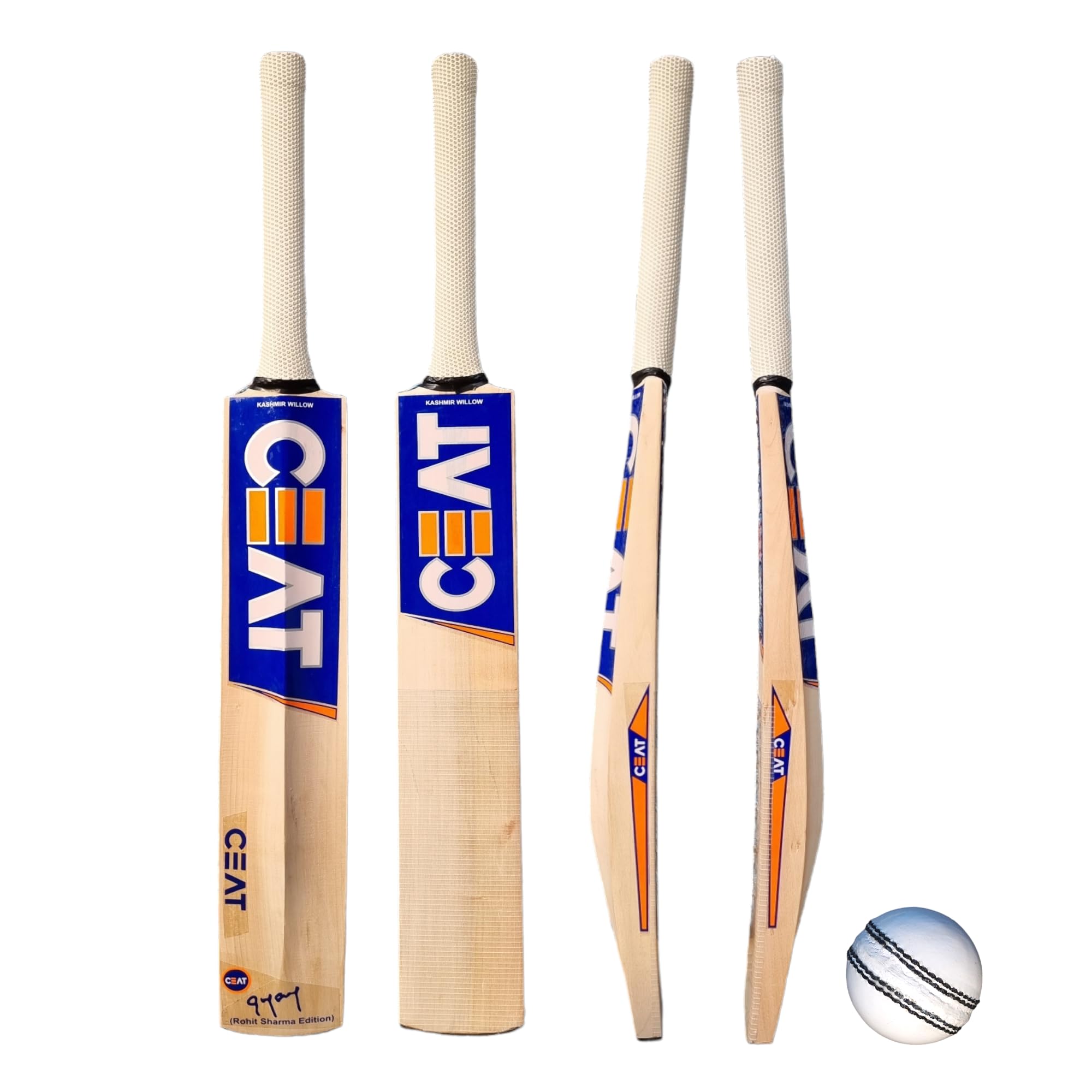 AARAV Kashmir Willow Cricket Bat and White Leather Ball Bat, Cover | Professional bat | Leather bat | Premium bat