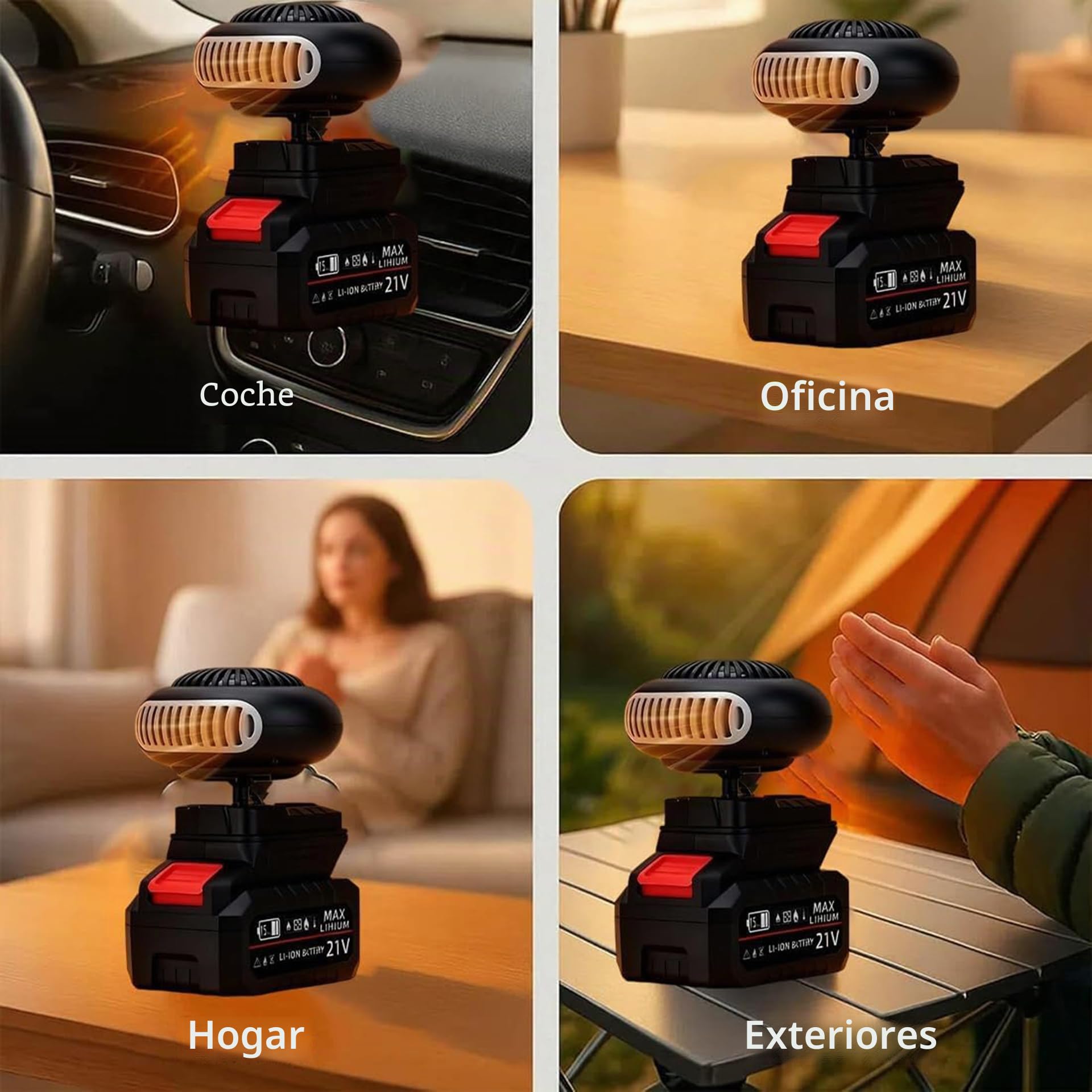 YIHANGG Calefactor Eléctrico a Batería con Sistema Antivuelco Calentamiento Silencioso y Duradero 1500 mAh Portátil Calefactores Recargables para Coche Oficina e Interiores(5)