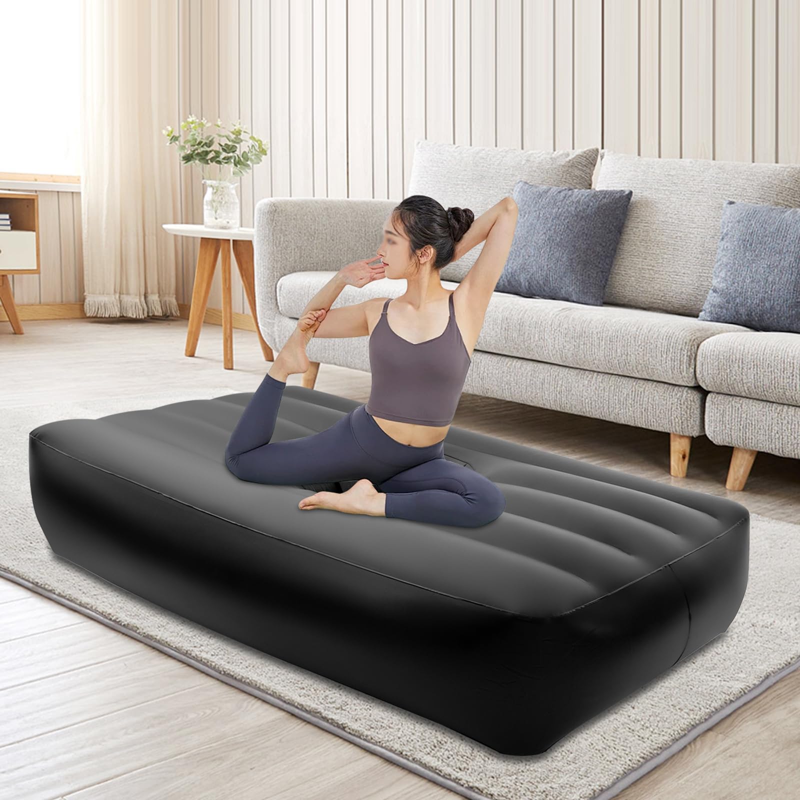 Unndysrt Inflatable BBL Mattress with Hole Design - Portable Air Bed with Electric Air Pump, Designed for Post-Surgery Comfort and Sleep; Black