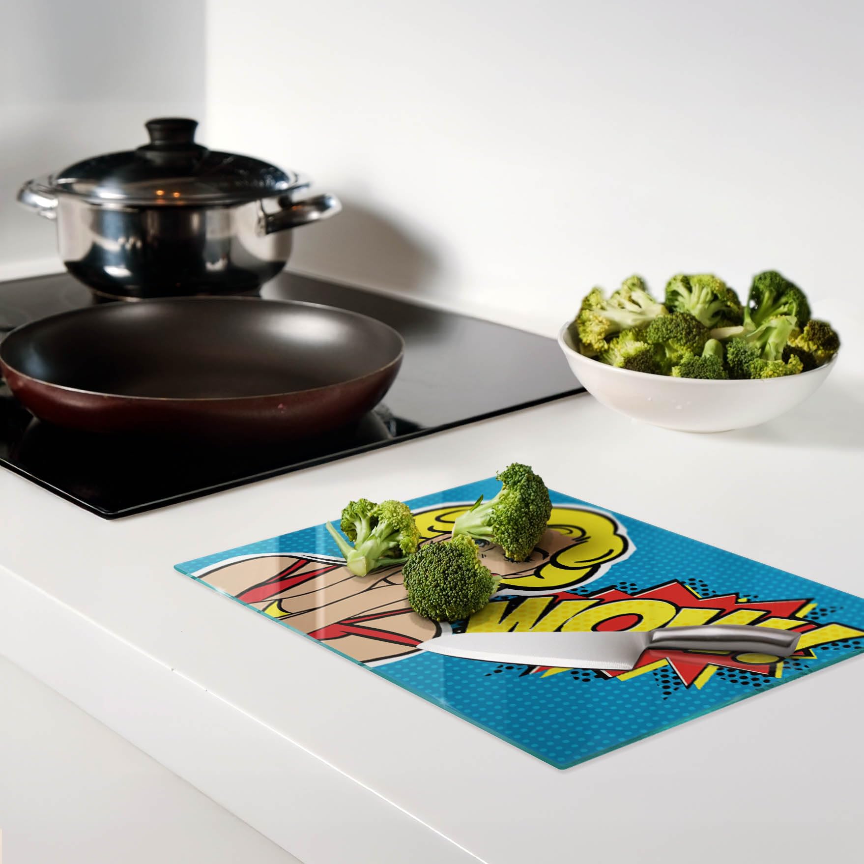 Protezione in vetro temperato con funzione tagliere da cucina 40x30 cm Oh!