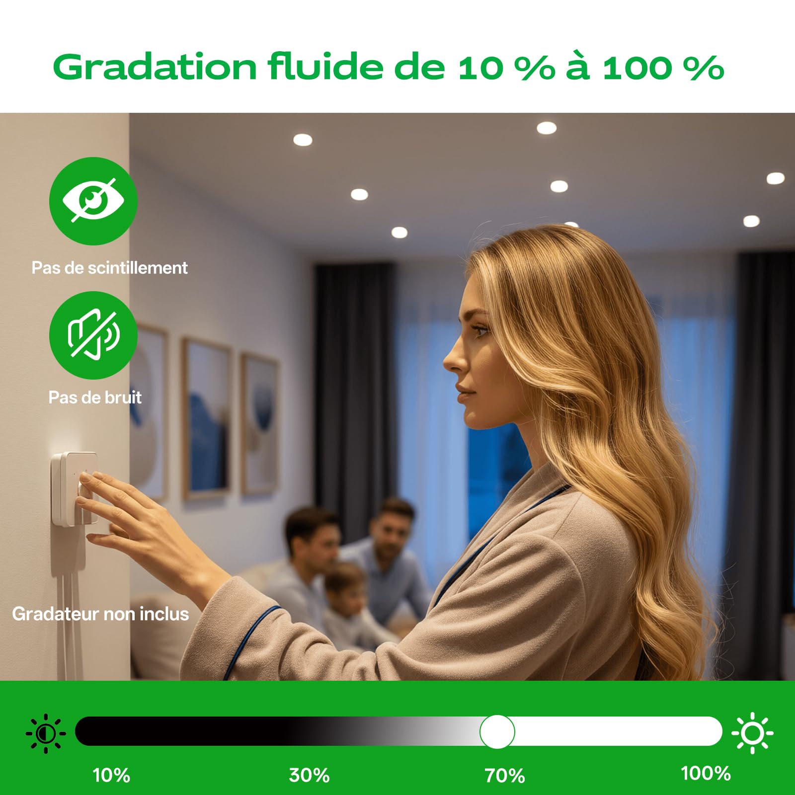 Spot LED Encastrable 5W Dimmable Lot de 20, 3 Températures 2700K/4000K/6000K, Spot Salle de Bain IP44, Trou 68–75mm, Spots de Plafond LED pour Rénovation Maison Cuisine Salon Chambre