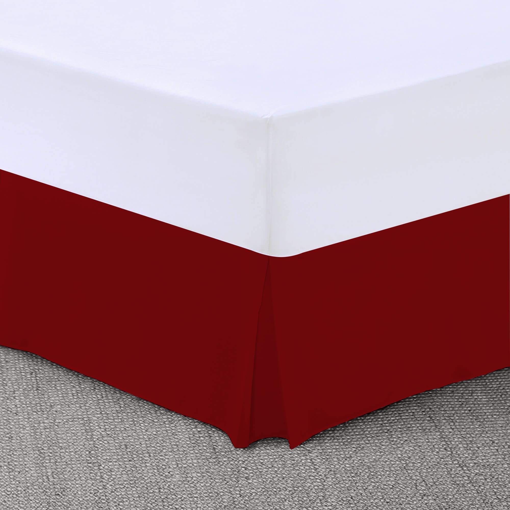 Dazzle Collection® Plain Dyed Poly Cotton Pleated Platform Base Valance Sheets, Red, Double - Image 3