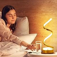 Vista 6 de NUÜR Juego de 2 lámparas de mesa para sala de estar, lámpara LED regulable dorada, lámparas de noche pequeñas, lámpara de mesita de noche