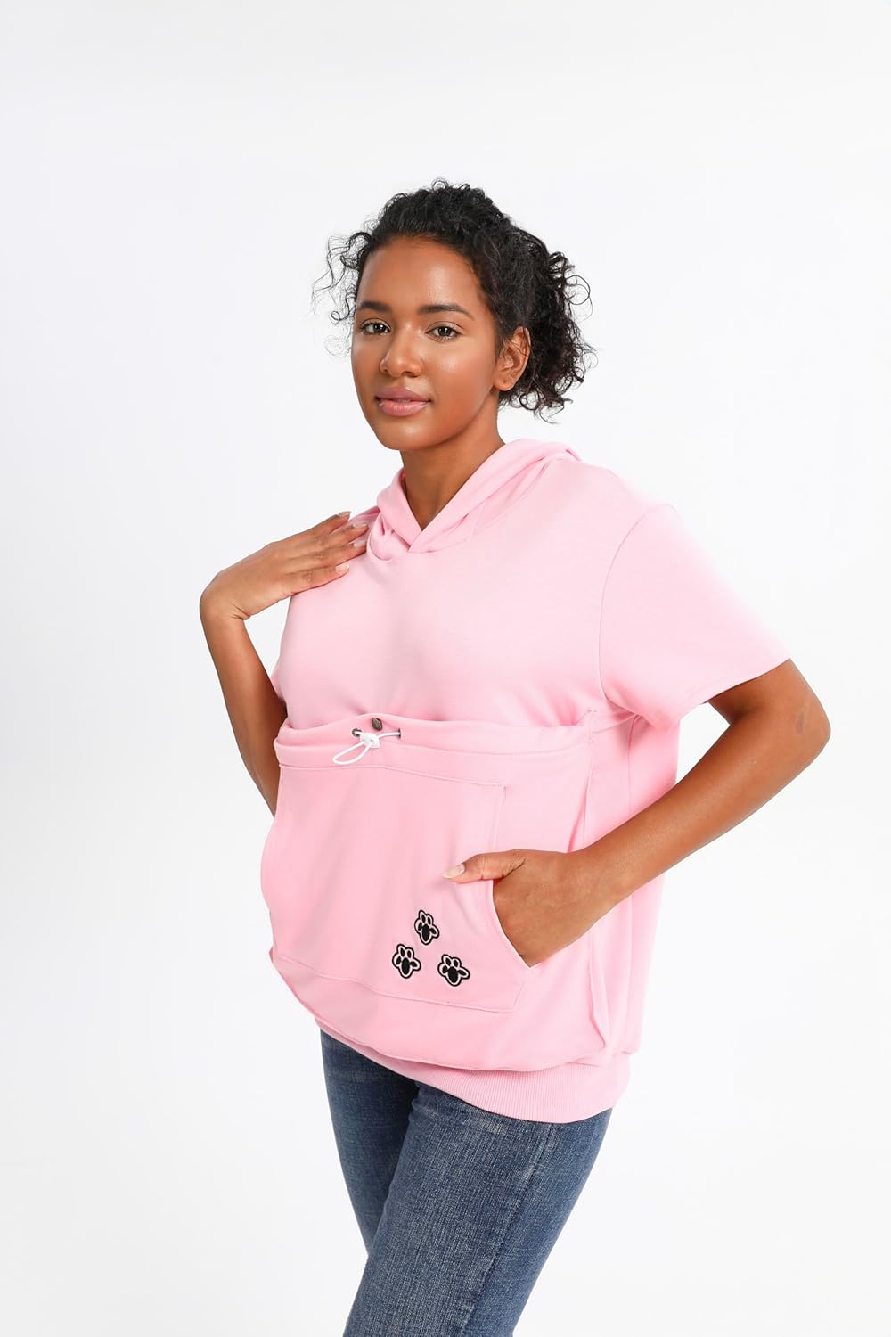 ALYC Pet Pouch Shirt Short Sleeve Kitten Puppy Holder Thin Hoodies Small Animal Carrier Sweatshirt for Women