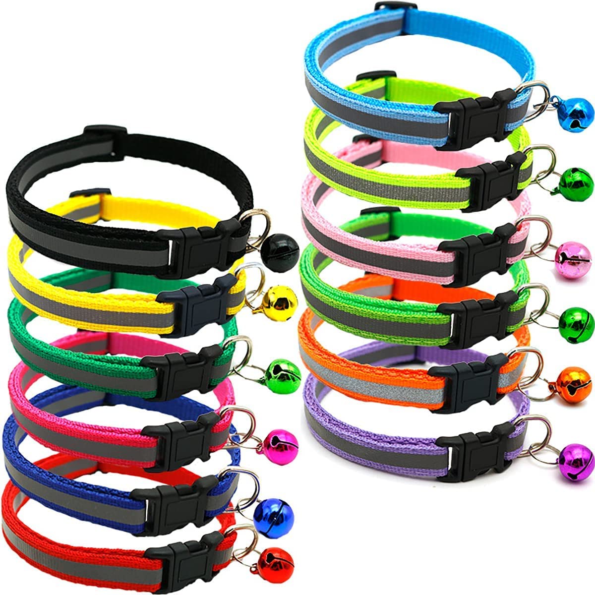 Woofy Nylon Reflected Outdoor Pet Dog Puppy Cat Adjustable Strap Buckle Collar Belt - 2 Pcs Pack (B0BHP83FSY) Amazon Price History, Amazon Price Tracker