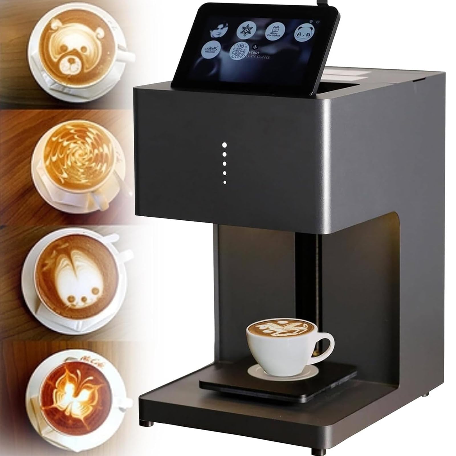Macchina per Stampa Digitale Automatica Latte E caffè,Stampante 3D Art Digitale A Getto D'Inchiostro WiFi Stampa Foto Touch Screen Display,Creatore di Decorazioni Fai da Te Black-EBPro